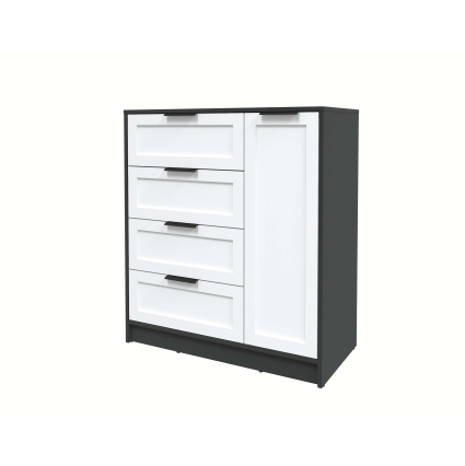 Тумба Тренд КТ-Т90 (Антрацит ЛДСП/ Белый ЛМДФ) Ш900 В1020 Г451